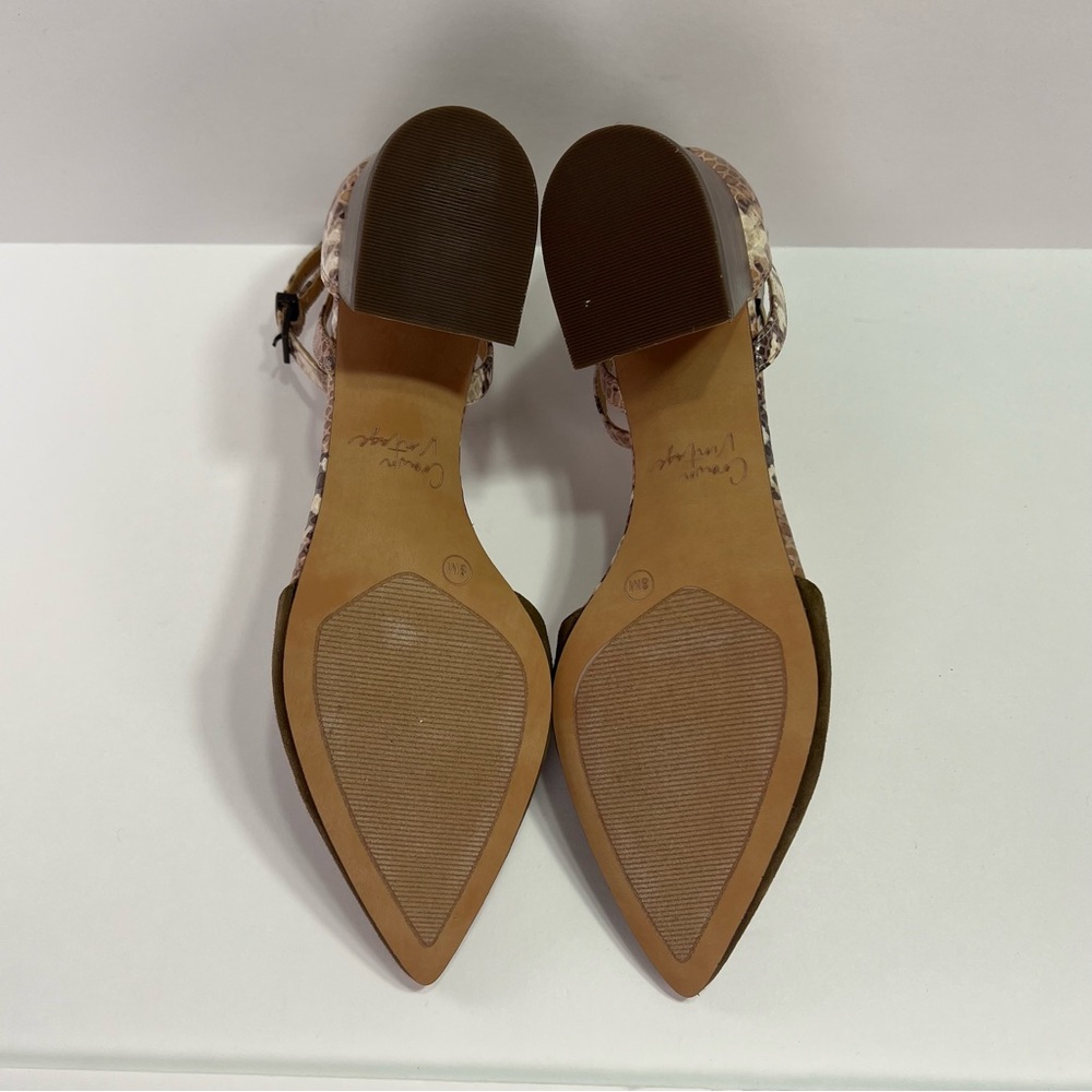 Crown Vintage Vavi Pump - green suede/brown snake skin faux leather, size 8 - Picture 5 of 11